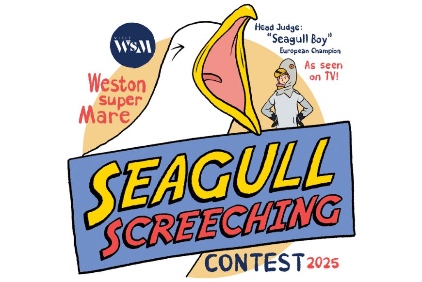 a poster for a seagull screeching contest